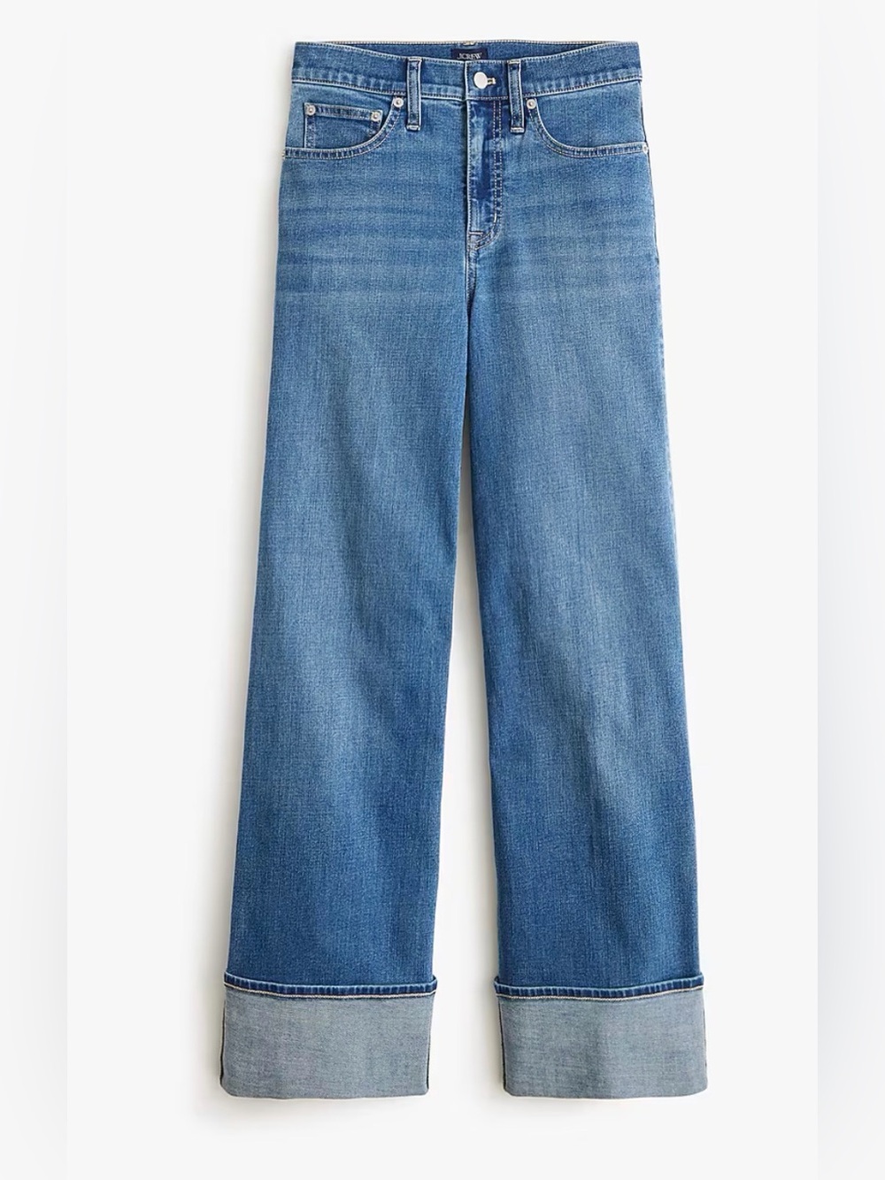 J. Crew Factory Classic Wide Leg Cuffed Jean Women’s Size 28 NEW Blue Jeans - Picture 2 of 13
